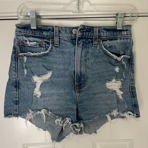 Abercrombie High Rise Mom Jean Shorts Medium Wash